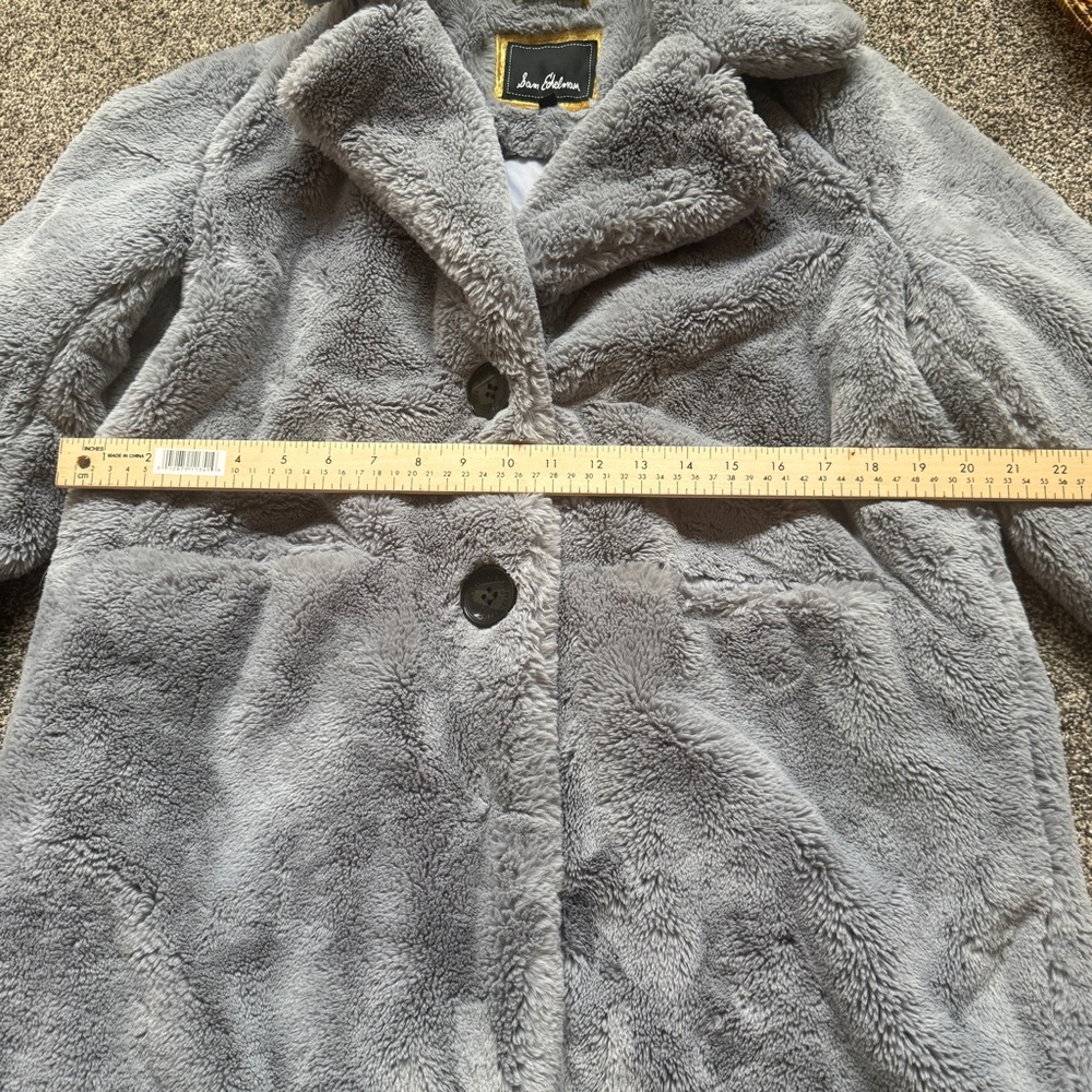 Sam Edelman Small Faux Fur Satin Lined Notch Collar Women's Coat Gray - Picture 8 of 8